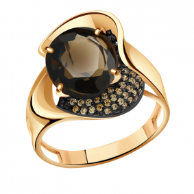 Золотое кольцо Александра кл2968-4ск-ш с фианитом и раухтопазом кл2968-4ск-ш фото