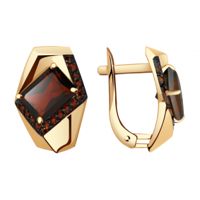 Золотые серьги Александра кл2970а-2ск-к с фианитом и гранатом кл2970а-2ск-к фото