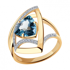 Золотое кольцо Александра кл2972-58ск с фианитом и Лондон топазом кл2972-58ск фото