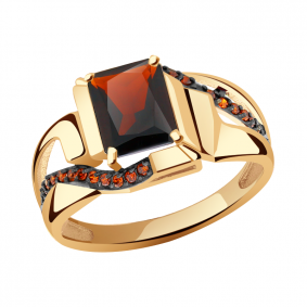 Золотое кольцо Александра кл2973-2ск-к с фианитом и гранатом кл2973-2ск-к фото