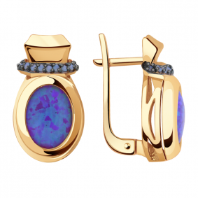 Золотые серьги Александра кл2974а-15ск-си с фианитом и опалом кл2974а-15ск-си фото