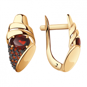 Золотые серьги Александра кл2978а-2ск-к с фианитом и гранатом кл2978а-2ск-к фото