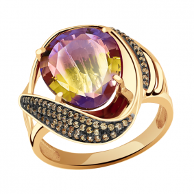 Золотое кольцо Александра кл2984-49ск-ш с фианитом и аметрином кл2984-49ск-ш фото