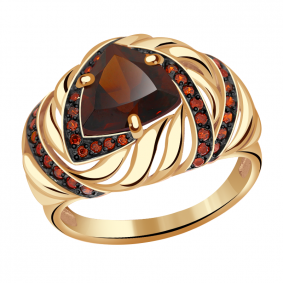 Золотое кольцо Александра кл2985-34ск-к с фианитом и гранатом кл2985-34ск-к фото