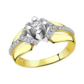 Кольцо из лимонного золота Александра кл2989-62сбл с Swarovski кл2989-62сбл фото