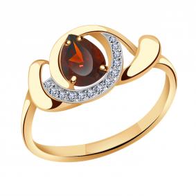 Золотое кольцо Александра кл3003-2ск с фианитом и гранатом кл3003-2ск фото