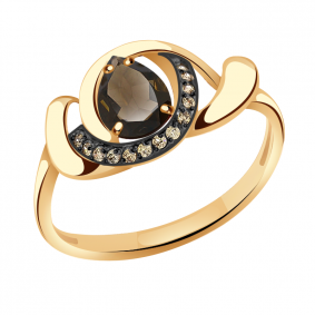 Золотое кольцо Александра кл3003-4ск-ш с фианитом и раухтопазом кл3003-4ск-ш фото