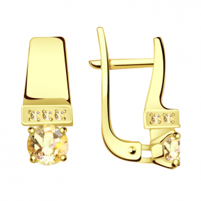 Серьги из лимонного золота Александра кл3006а-81сл с Swarovski кл3006а-81сл фото