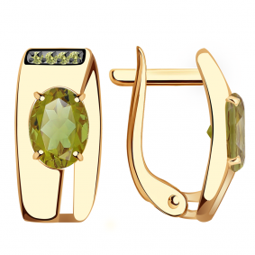 Золотые серьги Александра кл3008а-48ск-са с фианитом и султанитом кл3008а-48ск-са фото