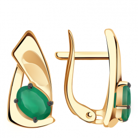 Золотые серьги Александра кл3009а-12ск с агатом кл3009а-12ск фото