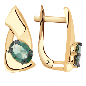 Золотые серьги Александра кл3009а-26ск с турмалином кл3009а-26ск фото