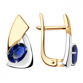 Золотые серьги Александра кл3009а-27сбк с гидротермальным сапфиром кл3009а-27сбк фото