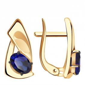 Золотые серьги Александра кл3009а-27ск с гидротермальным сапфиром кл3009а-27ск фото