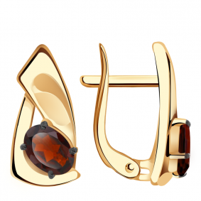 Золотые серьги Александра кл3009а-2ск с гранатом кл3009а-2ск фото