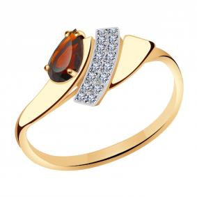 Золотое кольцо Александра кл3017-2ск с фианитом и гранатом кл3017-2ск фото