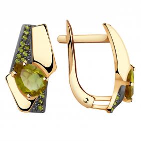 Золотые серьги Александра кл3018а-48ск-са с фианитом и султанитом кл3018а-48ск-са фото