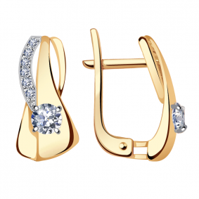 Золотые серьги Александра кл3023а-62ск с Swarovski кл3023а-62ск фото