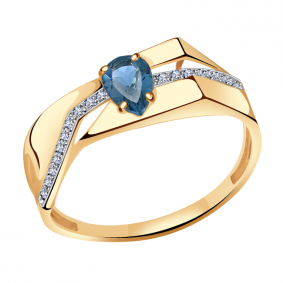 Золотое кольцо Александра кл3028-28ск с фианитом и Лондон топазом кл3028-28ск фото