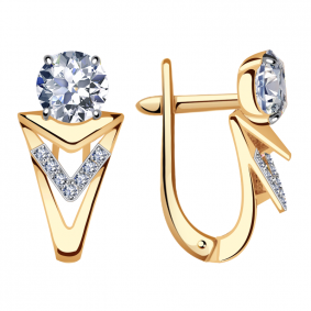 Золотые серьги Александра кл3031а-62ск с Swarovski кл3031а-62ск фото