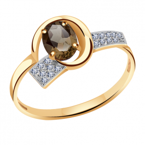 Золотое кольцо Александра кл3051-4ск с фианитом и раухтопазом кл3051-4ск фото