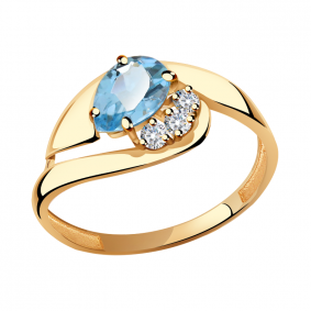 Золотое кольцо Александра кл3054-78ск с топазом и фианитом кл3054-78ск фото