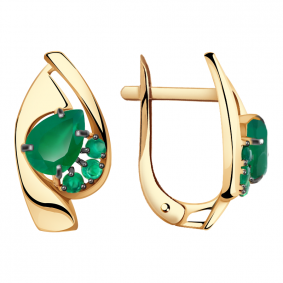 Золотые серьги Александра кл3054а-12ск с агатом кл3054а-12ск фото