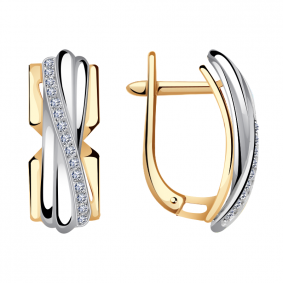 Золотые серьги Александра кл3056асбк с фианитом кл3056асбк фото