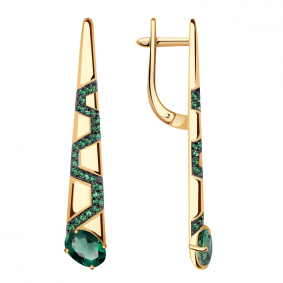 Золотые серьги Александра кл3057а-26ск-з с фианитом и турмалином кл3057а-26ск-з фото