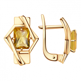 Золотые серьги Александра кл3064а-6ск с цитрином кл3064а-6ск фото