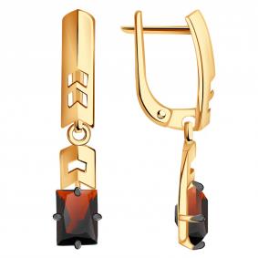 Золотые серьги Александра кл3066а-2ск с гранатом кл3066а-2ск фото