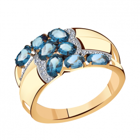 Золотое кольцо Александра кл3067-28ск с фианитом и Лондон топазом кл3067-28ск фото