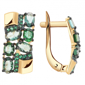 Золотые серьги Александра кл3067а-26ск-з с фианитом и турмалином кл3067а-26ск-з фото