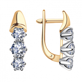 Золотые серьги Александра кл3070а-62сбк с Swarovski кл3070а-62сбк фото