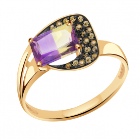 Золотое кольцо Александра кл3075-49ск-ш с фианитом и аметрином кл3075-49ск-ш фото