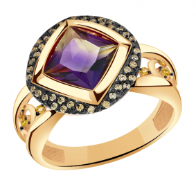 Золотое кольцо Александра кл3076-49ск-ш с фианитом и аметрином кл3076-49ск-ш фото