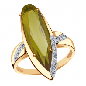 Золотое кольцо Александра кл3078-48ск с фианитом и султанитом кл3078-48ск фото