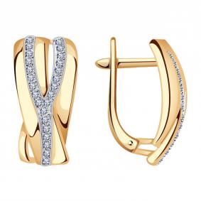 Золотые серьги Александра кл3082аск с фианитом кл3082аск фото