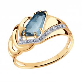 Золотое кольцо Александра кл3083-58ск с фианитом и Лондон топазом кл3083-58ск фото