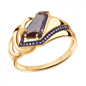 Золотое кольцо Александра кл3083-9ск-си с фианитом и александритом кл3083-9ск-си фото