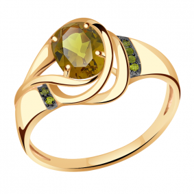 Золотое кольцо Александра кл3090-48ск-са с фианитом и султанитом кл3090-48ск-са фото