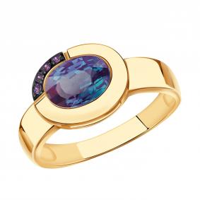 Золотое кольцо Александра кл3095-9ск-си с фианитом и александритом кл3095-9ск-си фото