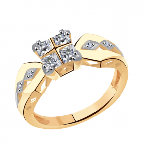 Золотое кольцо Александра кл3110-62ск с Swarovski кл3110-62ск фото