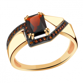 Золотое кольцо Александра кл3112-2ск-к с фианитом и гранатом кл3112-2ск-к фото