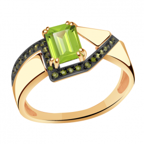 Золотое кольцо Александра кл3112-5ск-са с фианитом и хризолитом кл3112-5ск-са фото