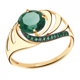 Золотое кольцо Александра кл3115-13ск-з с фианитом и кварцем кл3115-13ск-з фото