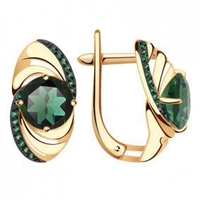 Золотые серьги Александра кл3115а-13ск-з с фианитом и кварцем кл3115а-13ск-з фото