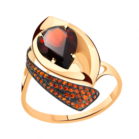 Золотое кольцо Александра кл3123-2ск-к с фианитом и гранатом кл3123-2ск-к фото