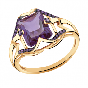 Золотое кольцо Александра кл3126-9ск-си с фианитом и александритом кл3126-9ск-си фото