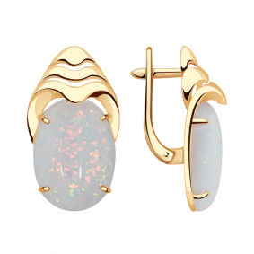 Золотые серьги Александра кл3127а-15ск с опалом кл3127а-15ск фото