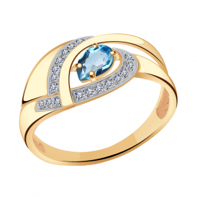 Золотое кольцо Александра кл3128-78ск с топазом и фианитом кл3128-78ск фото